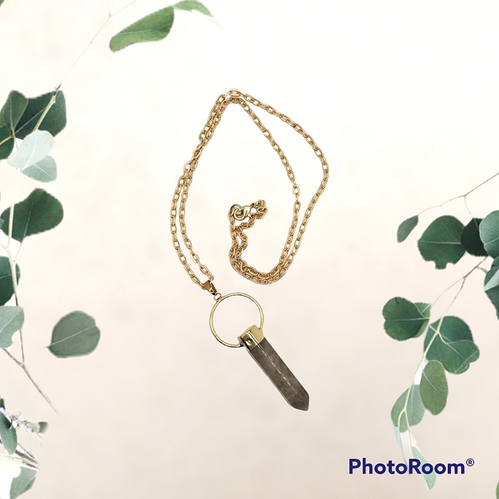 Natural Stone Point Charm Necklace